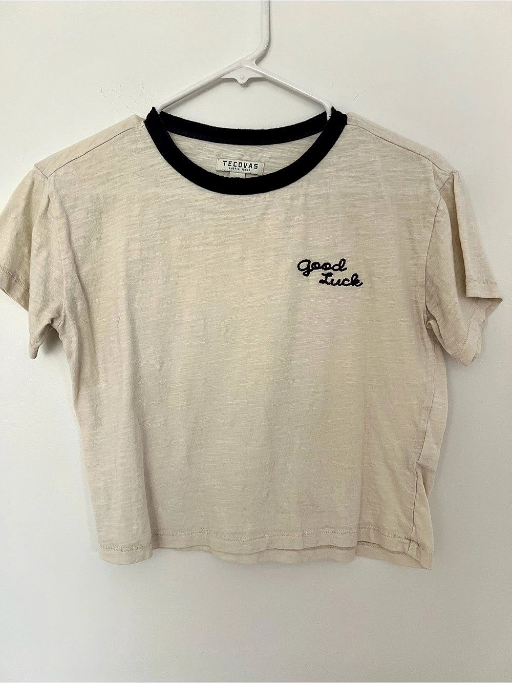 Tecovas Women's Vintage Ringer Tee Good Luck Graphic Tee Size XS Like New